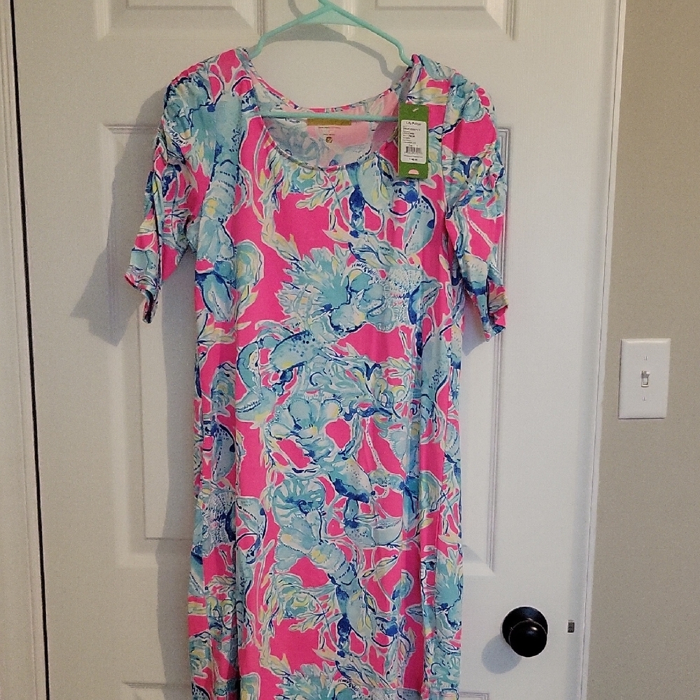 Vibrant Pink and Blue Floral Dress